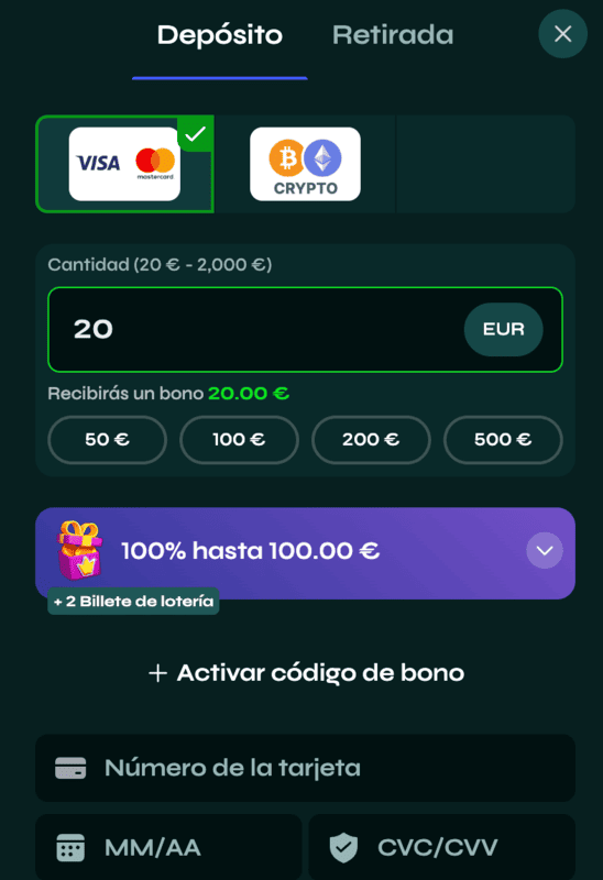 Depósitos y retiradas de dinero en el casino