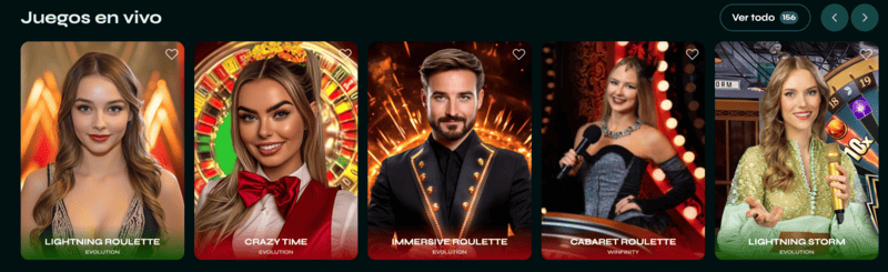 Juegos en vivo y nuevos títulos en el catálogo del casino